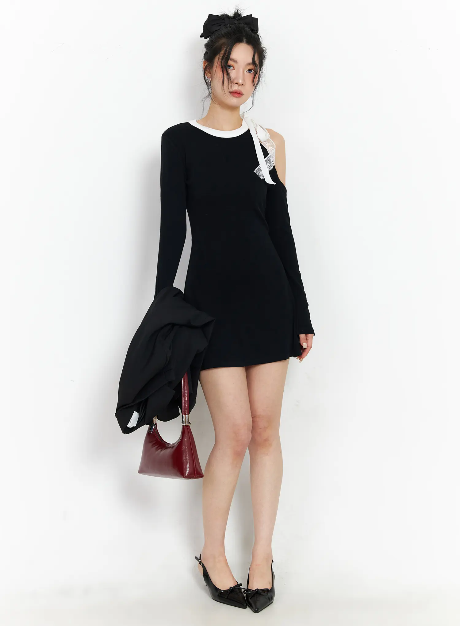Elegant One-Shoulder Laced Mini Dress CJ522
