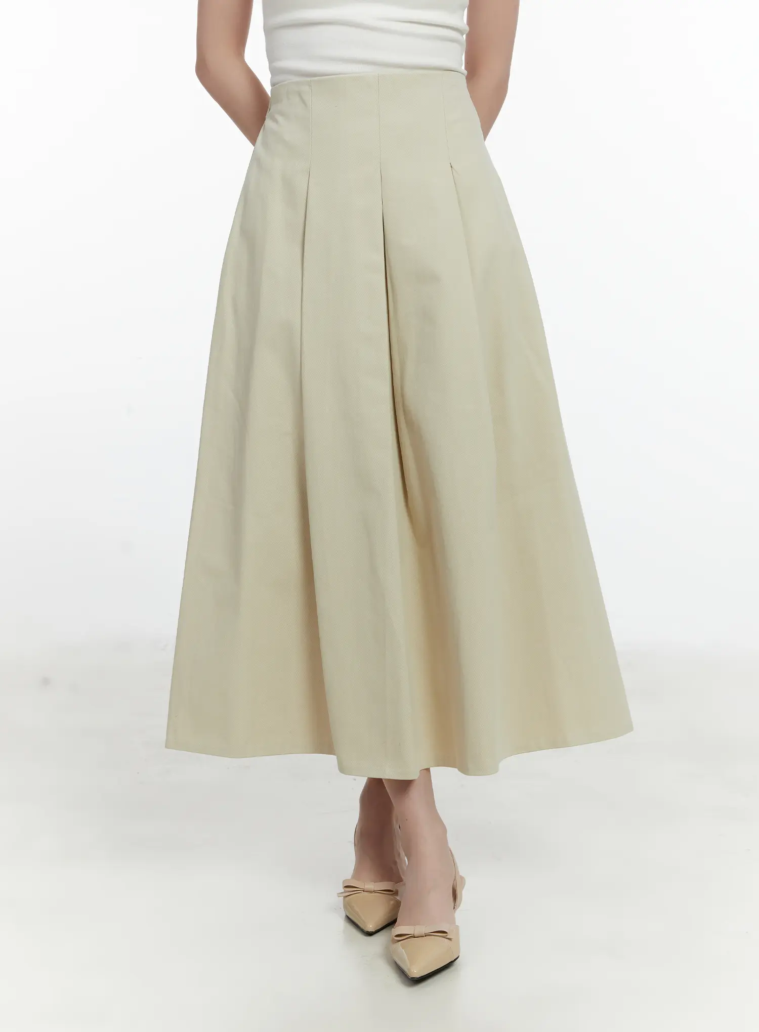 Elegant Pleated Flare Long Skirt F502 - Image 9