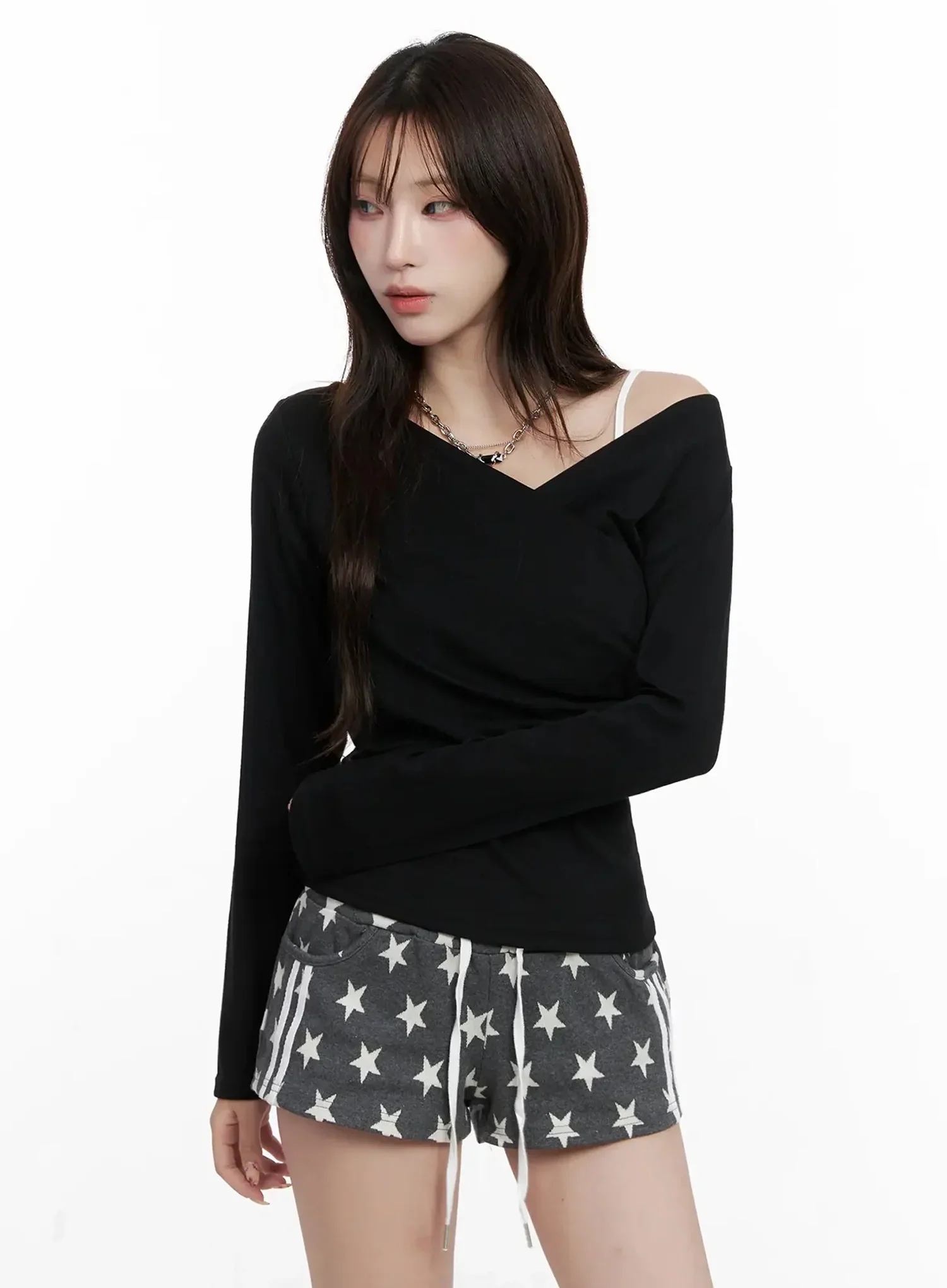 Elegant Shirred V-Neck Top IN514 - Image 5