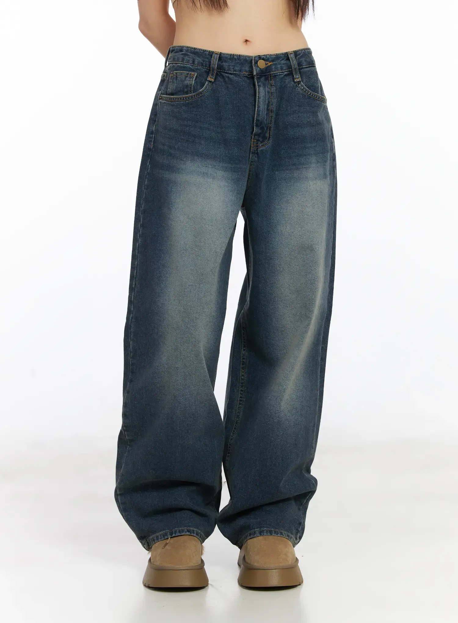 Eliza Fleece-Lined Washed Wide Leg Jeans CD518 - Image 10