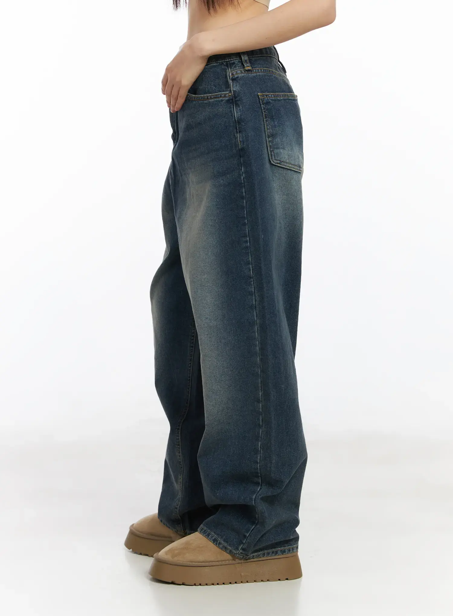 Eliza Fleece-Lined Washed Wide Leg Jeans CD518 - Image 5