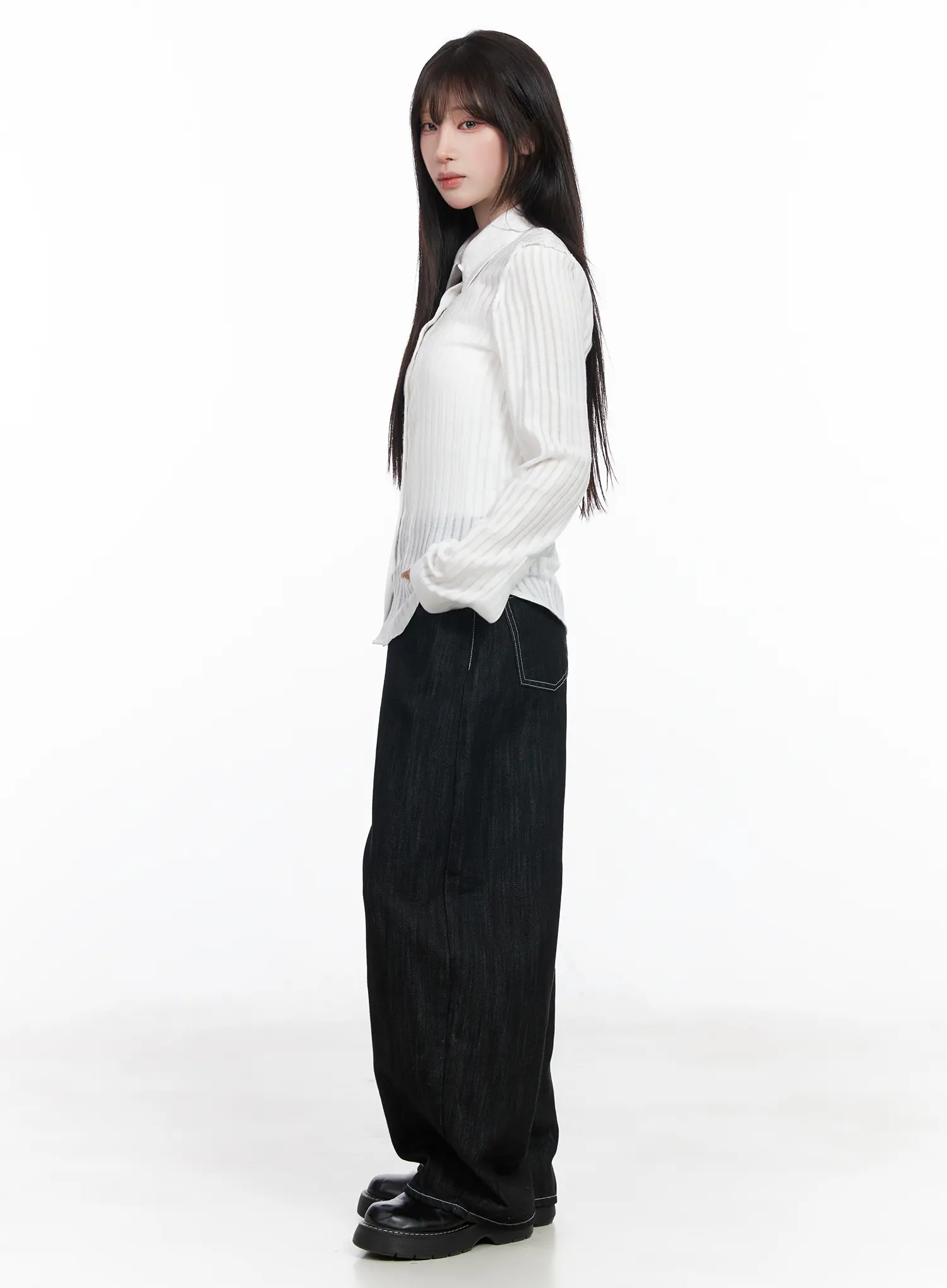 Elliot Stitched Wide Leg Jeans CF523 - Image 6