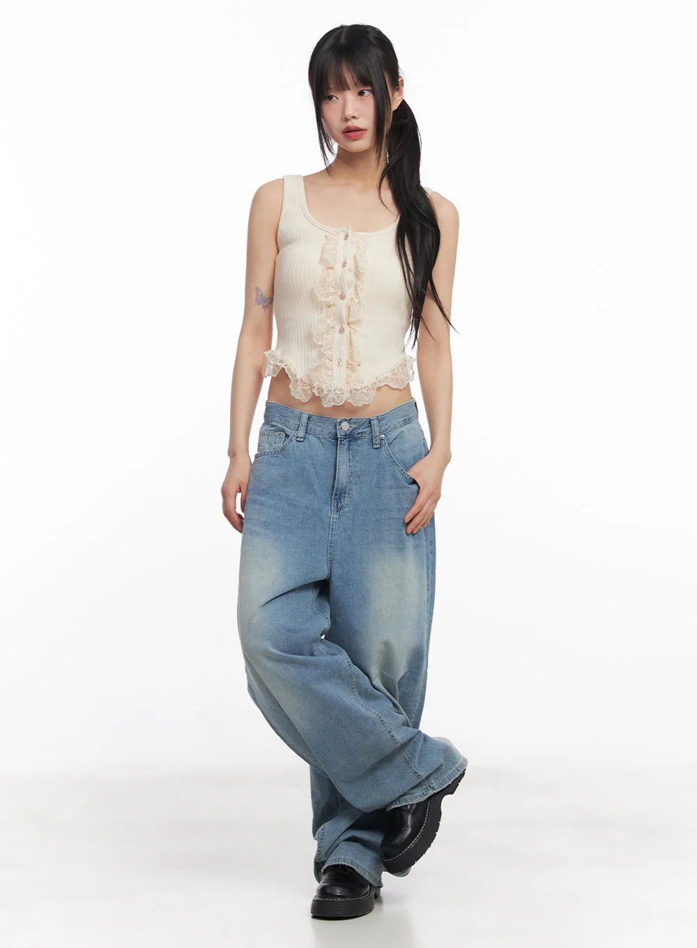 Elsa Washed Wide-Leg Jeans CY512 - Image 2