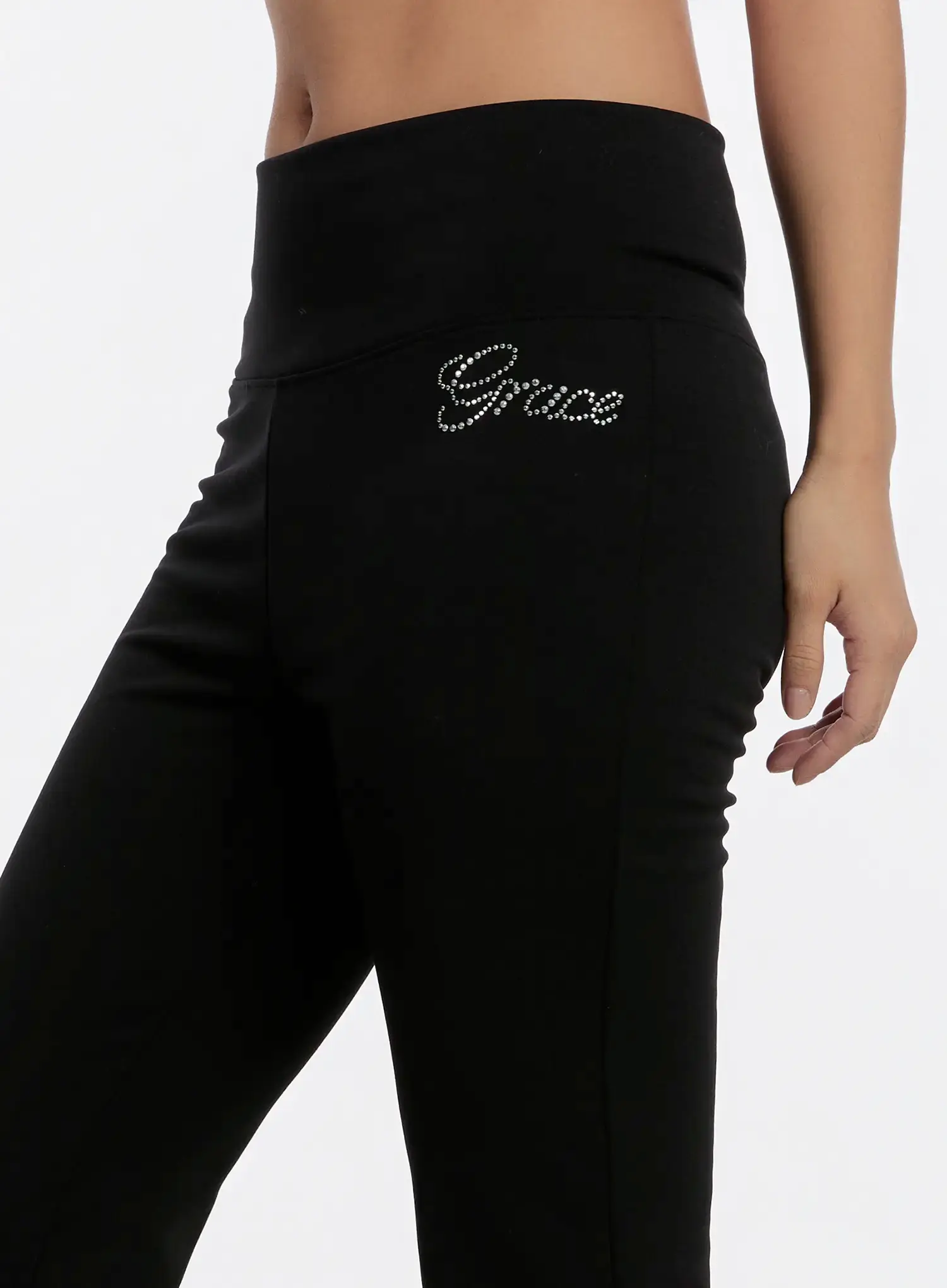 Embroidered Lettering Flare Sweatpants CN527 - Image 3