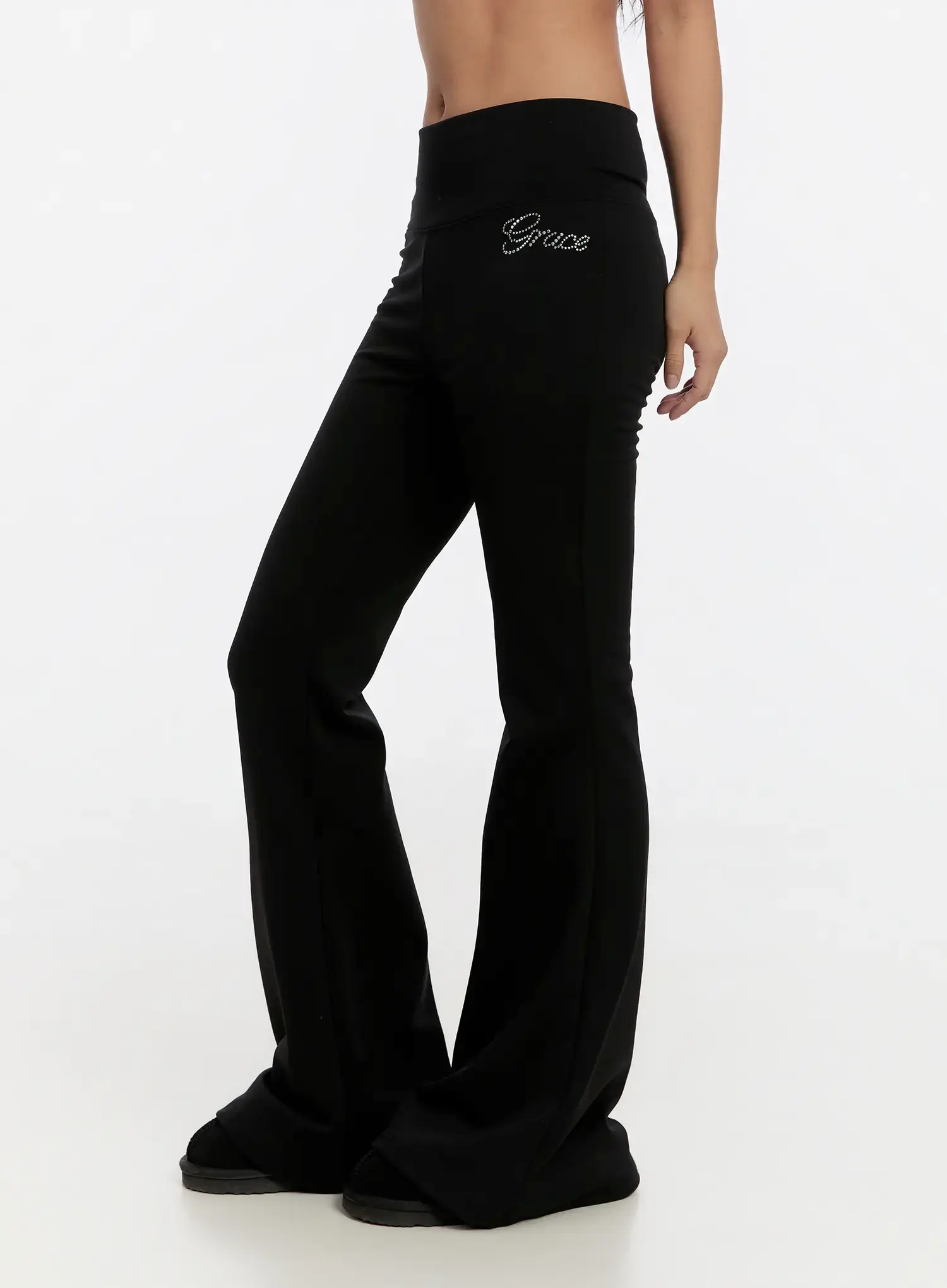 Embroidered Lettering Flare Sweatpants CN527 - Image 5