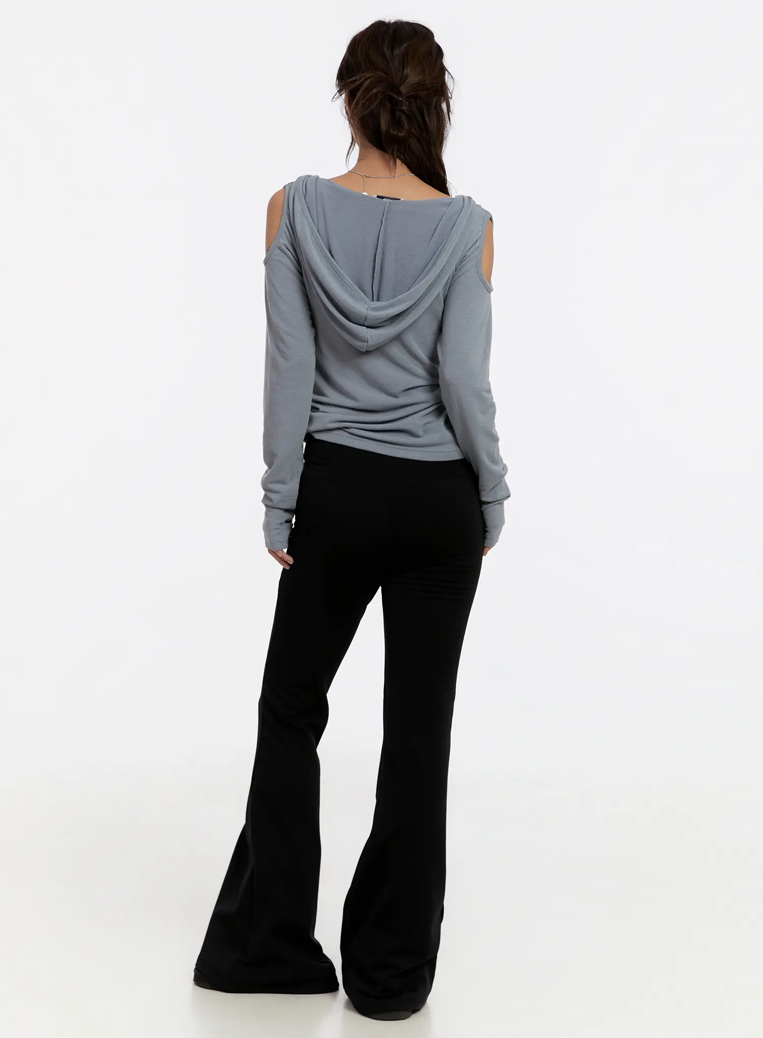 Embroidered Lettering Flare Sweatpants CN527 - Image 8