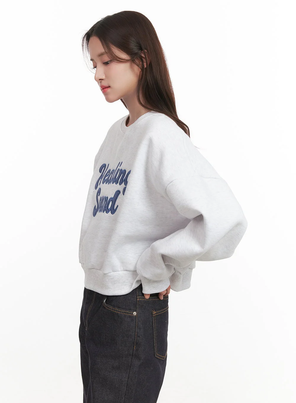 Embroidered Patch Detail Crew Neck CJ515 - Image 3