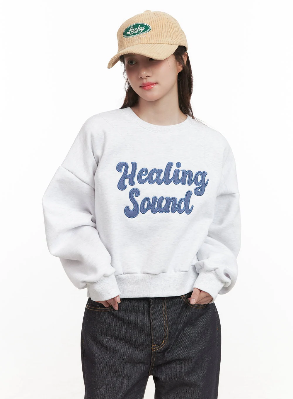 Embroidered Patch Detail Crew Neck CJ515 - Image 7