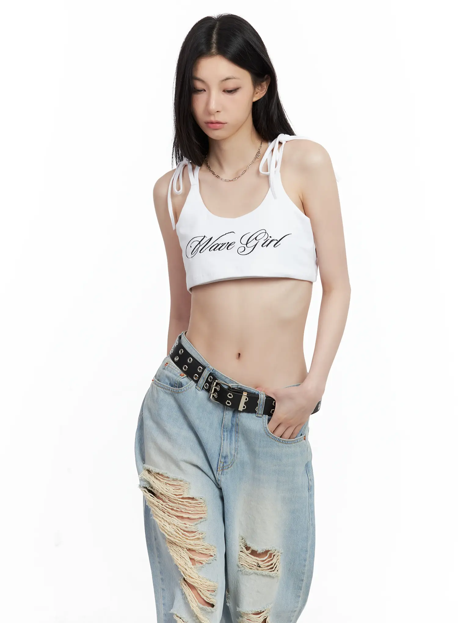 Embroidered Super-Cropped Tank CU530 - Image 2