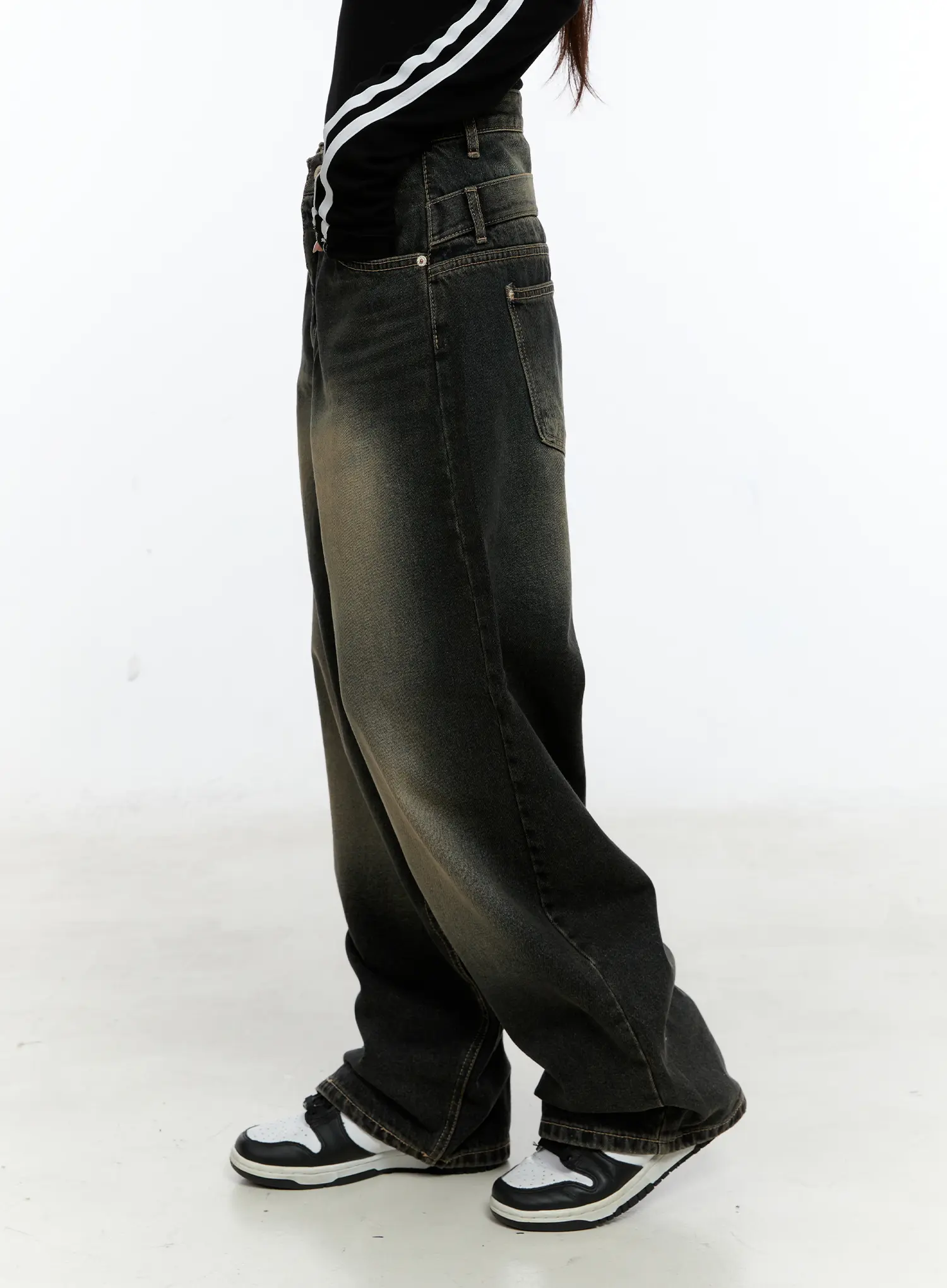 Emerie Washed Wide-Leg Baggy Jeans CS518 - Image 3