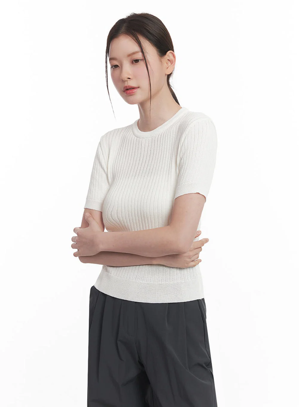 Essential Ribbed Knit Top IY513 - Image 14