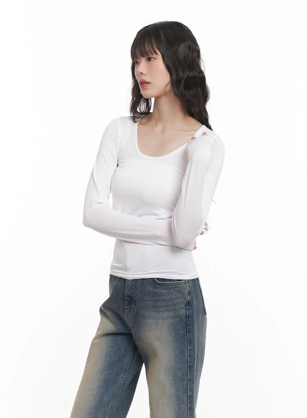 Essential U-Neck Long Sleeve Top CM519 - Image 4