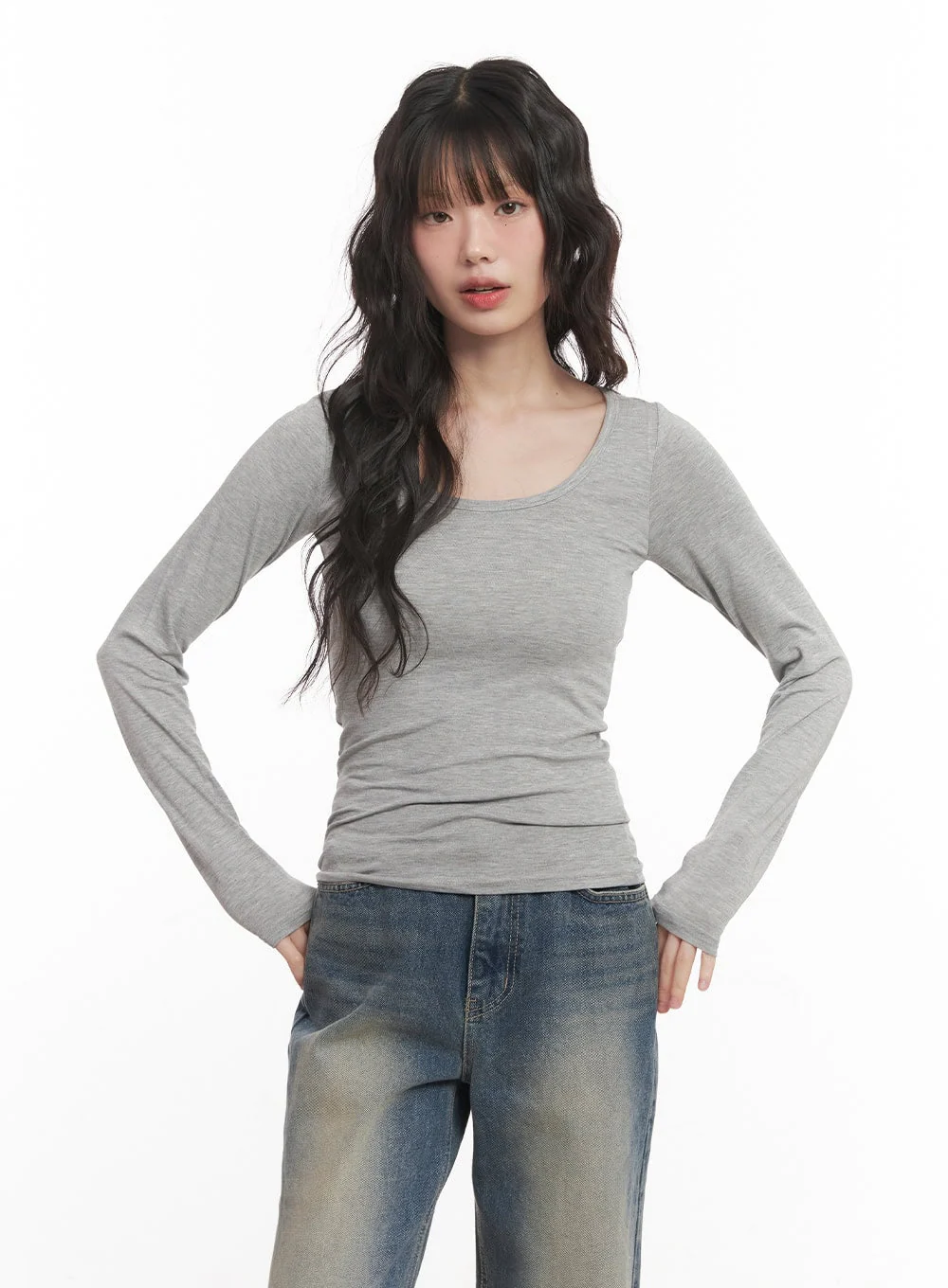 Essential U-Neck Long Sleeve Top CM519 - Image 9