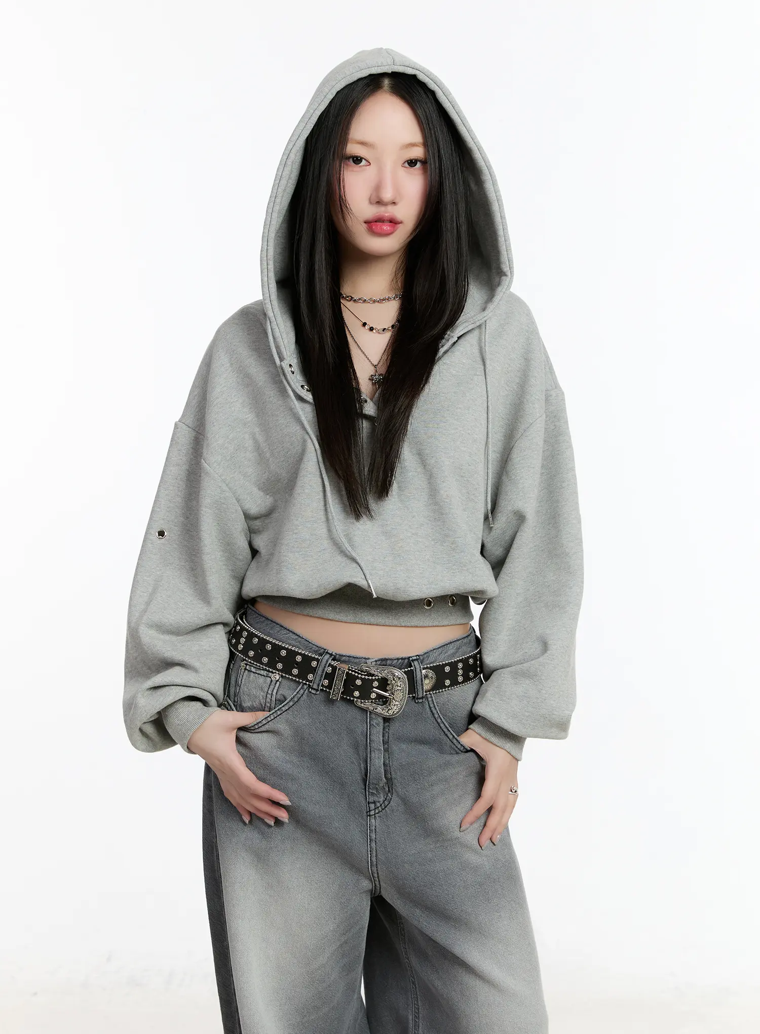 Eyelet Crop Hoodie CM511 - Image 11