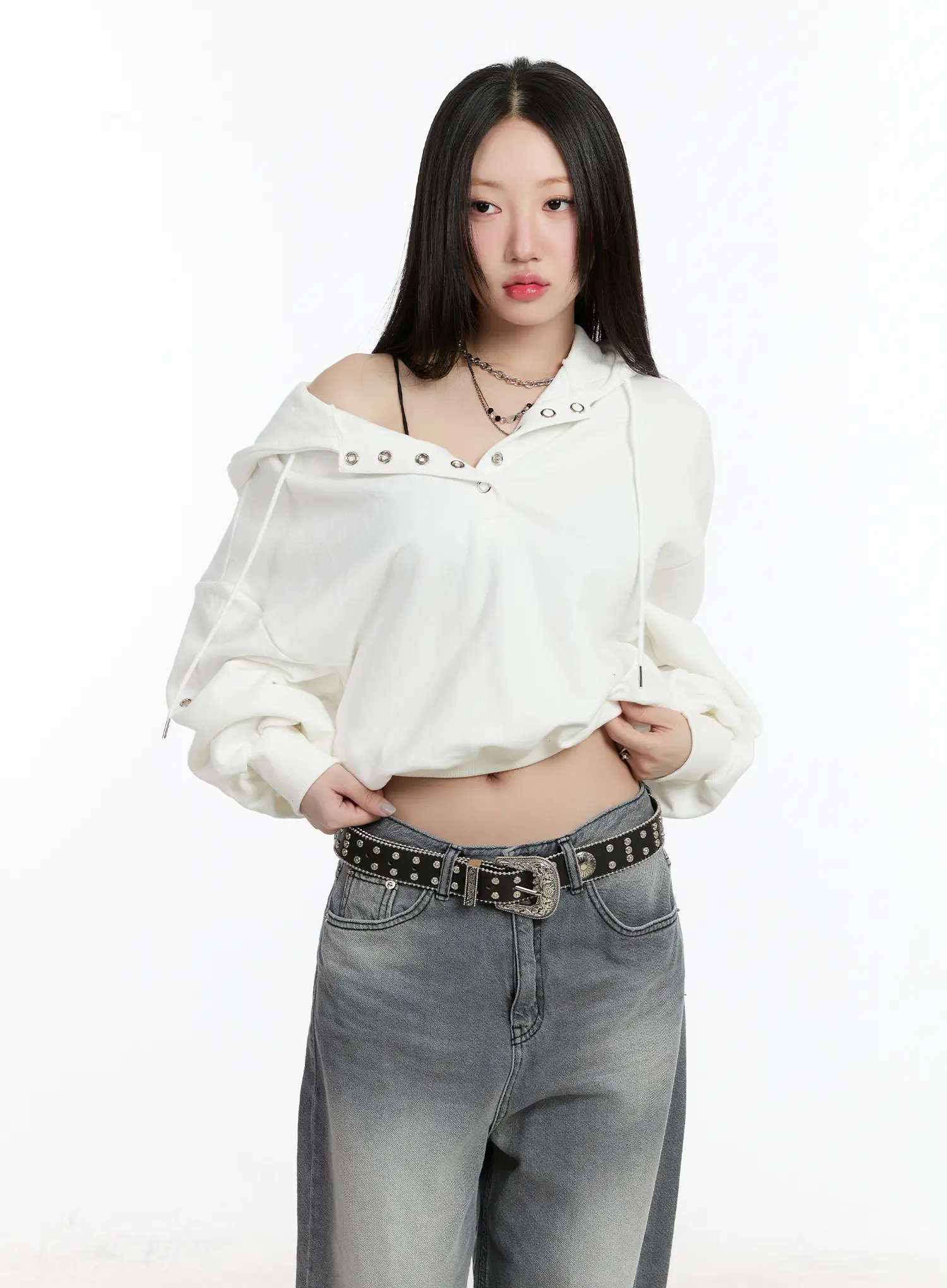 Eyelet Crop Hoodie CM511 - Image 12