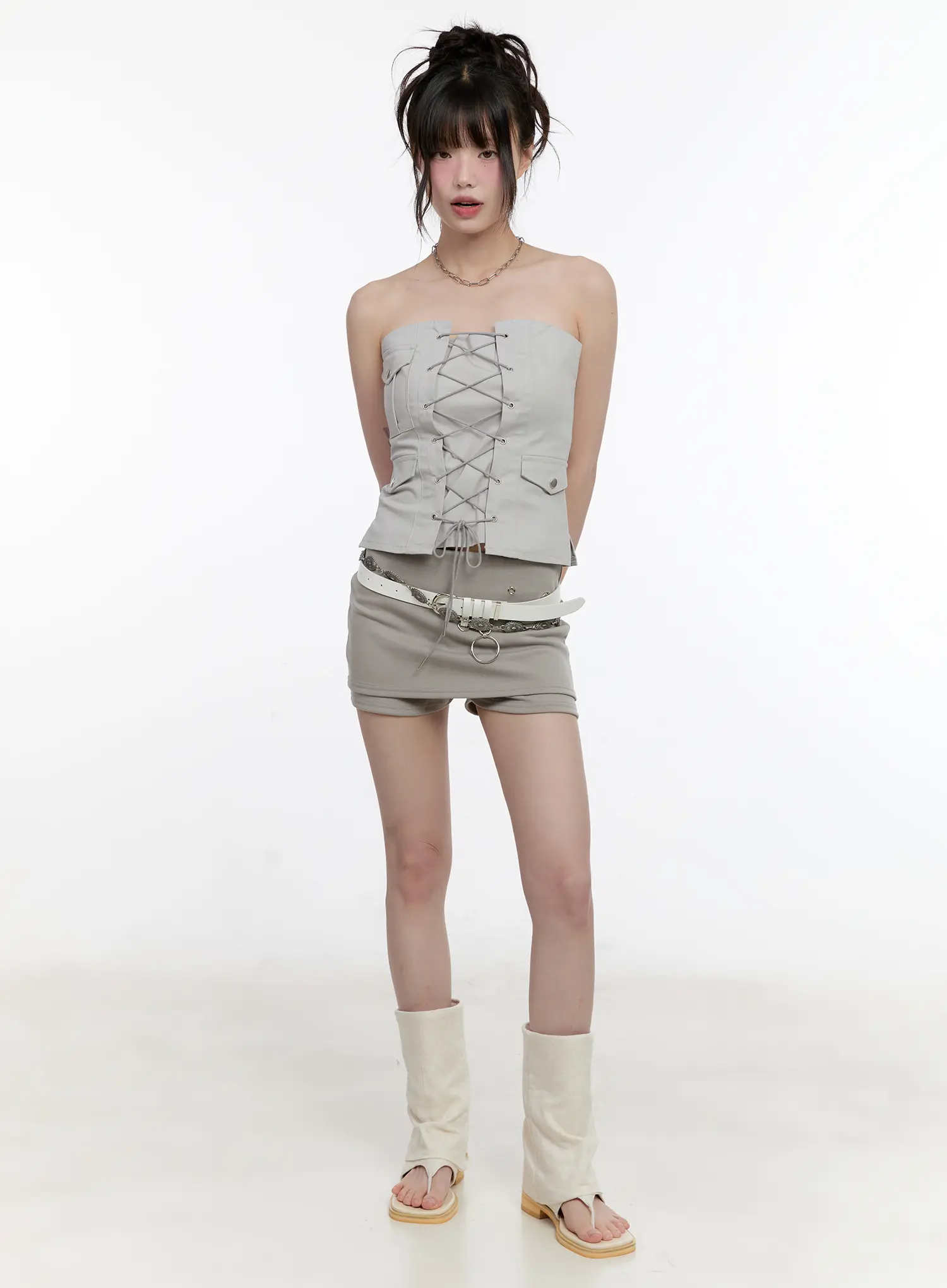 Eyelet Detail Mini Skirt CL507 - Image 3