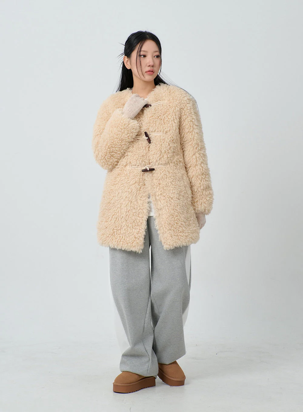 Faux Fur Button Midi Coat CJ302 - Image 12