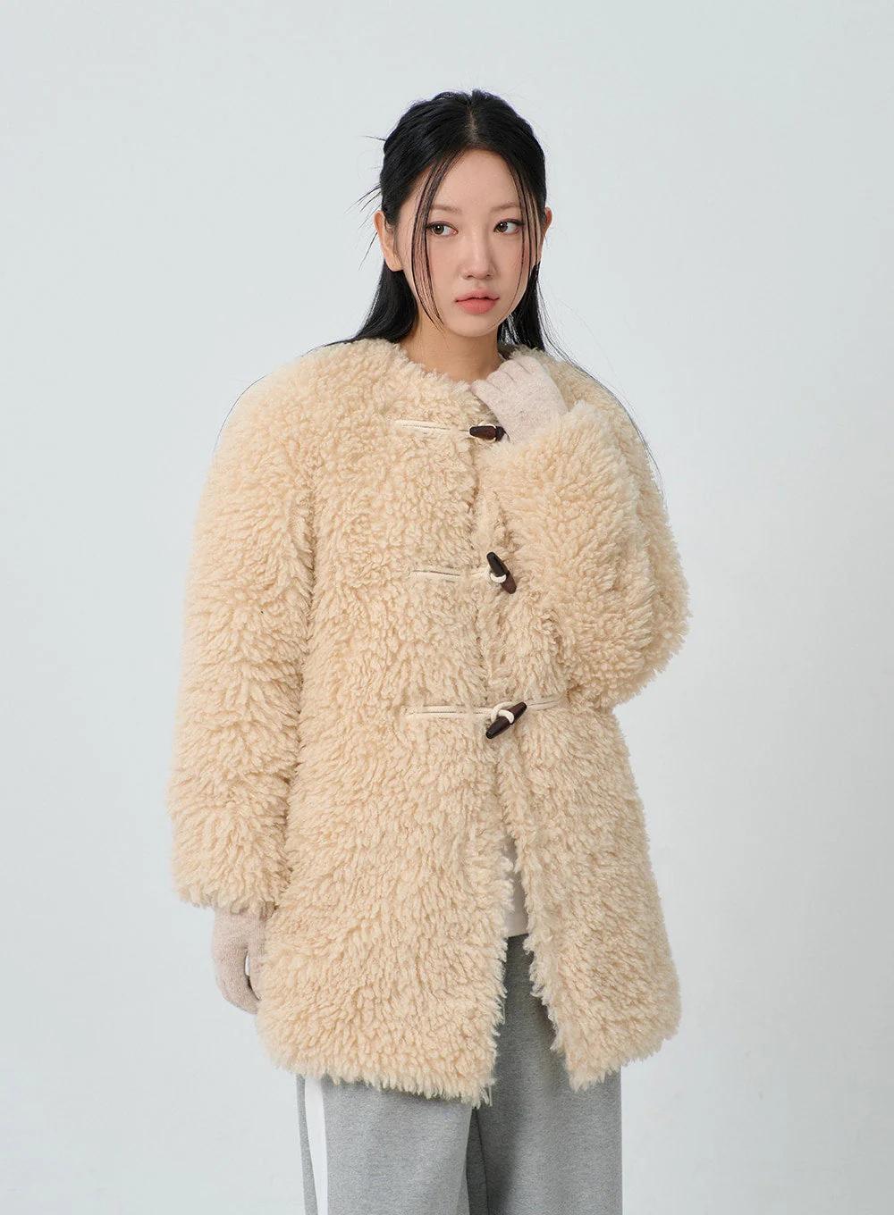 Faux Fur Button Midi Coat CJ302 - Image 4