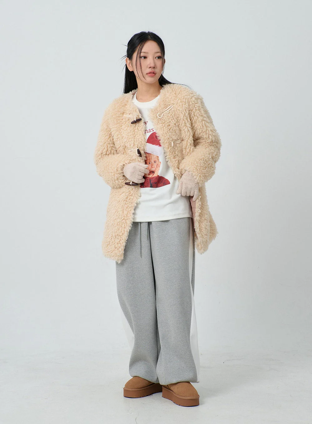 Faux Fur Button Midi Coat CJ302 - Image 9