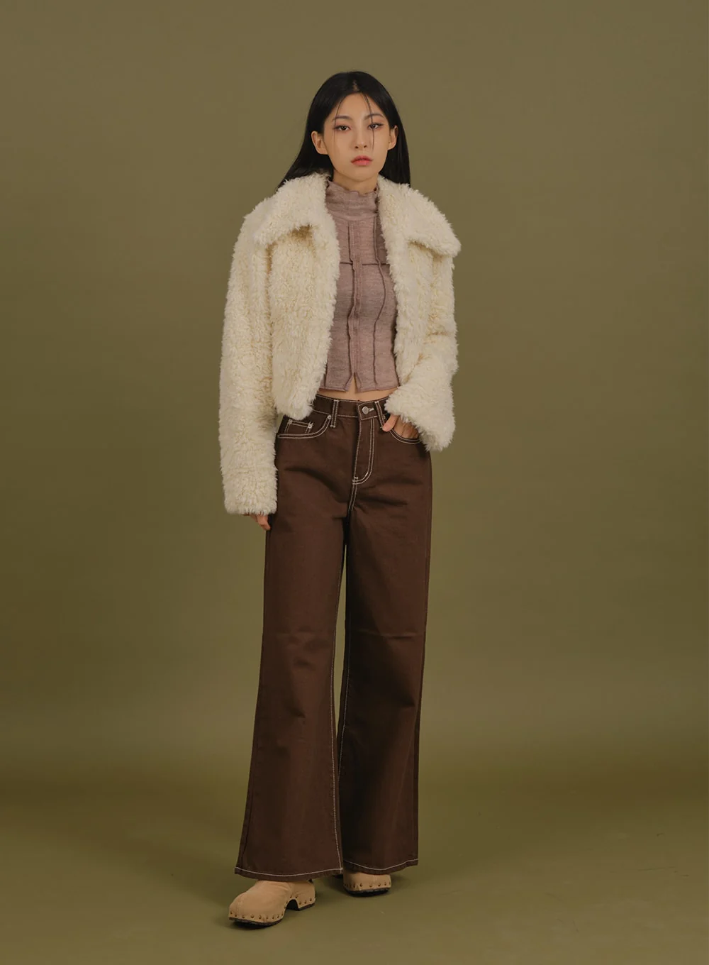 Faux Fur Cropped Jacket J6 - Image 5