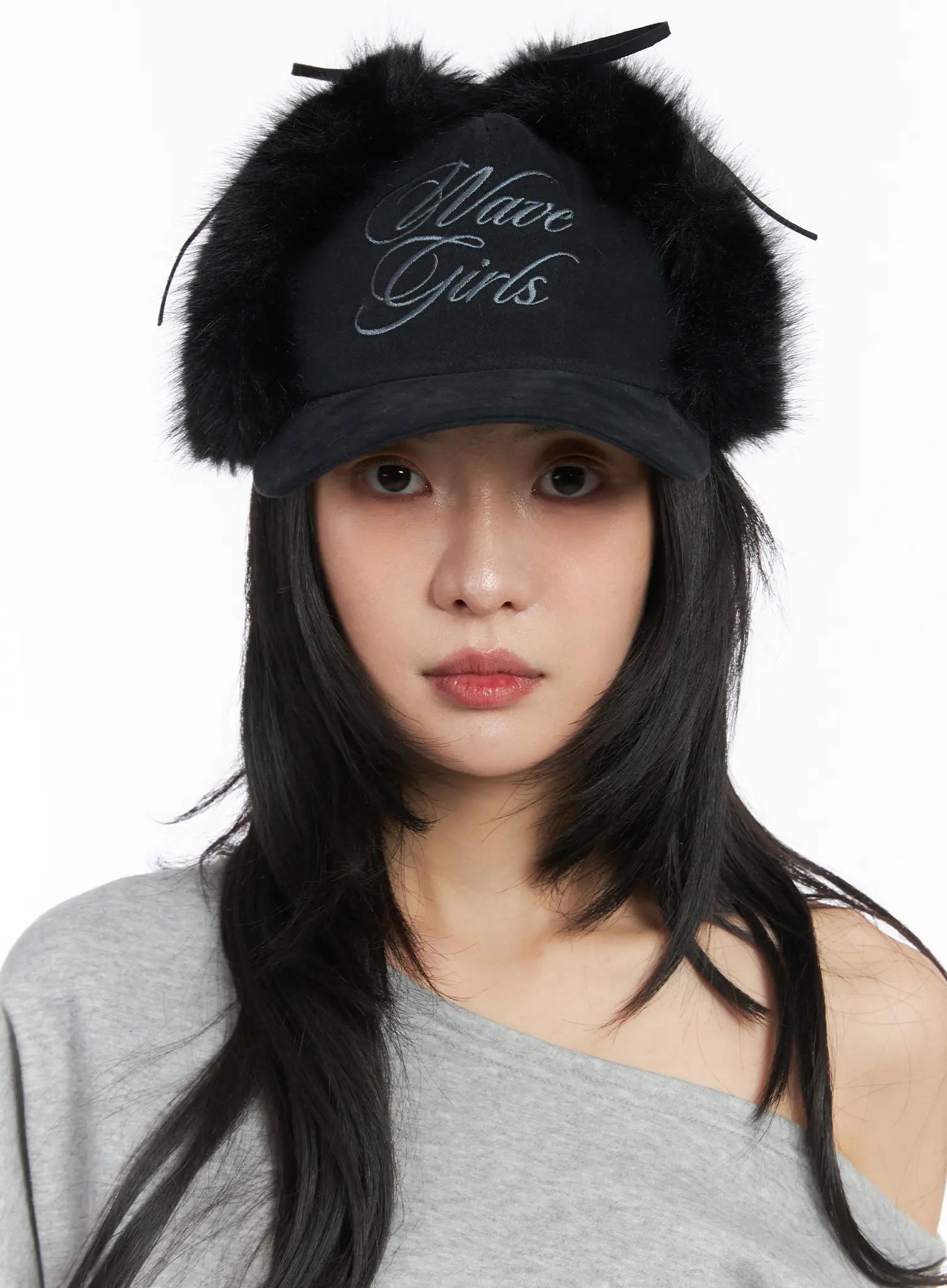 Faux Fur Embroidered Baseball Cap CD508 - Image 2