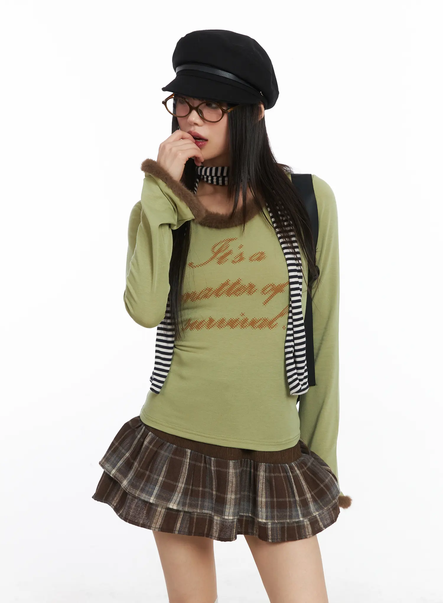 Faux Fur Trim Fleece Long Sleeve Top CD518 - Image 12