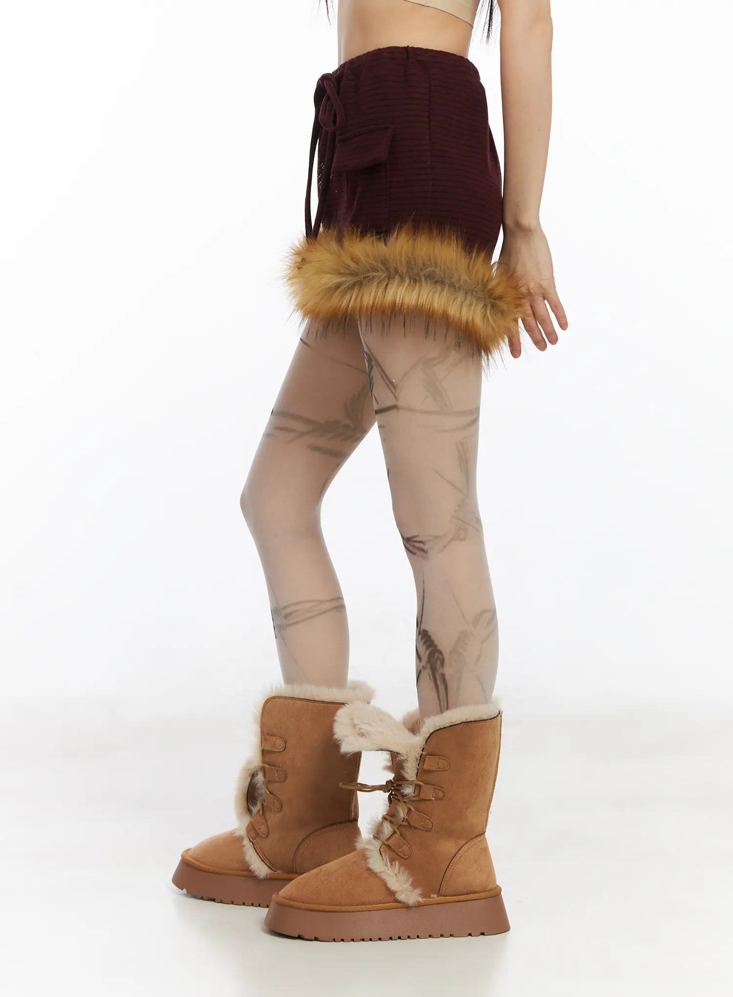 Faux Fur Trim Mini Skirt CD518 - Image 6