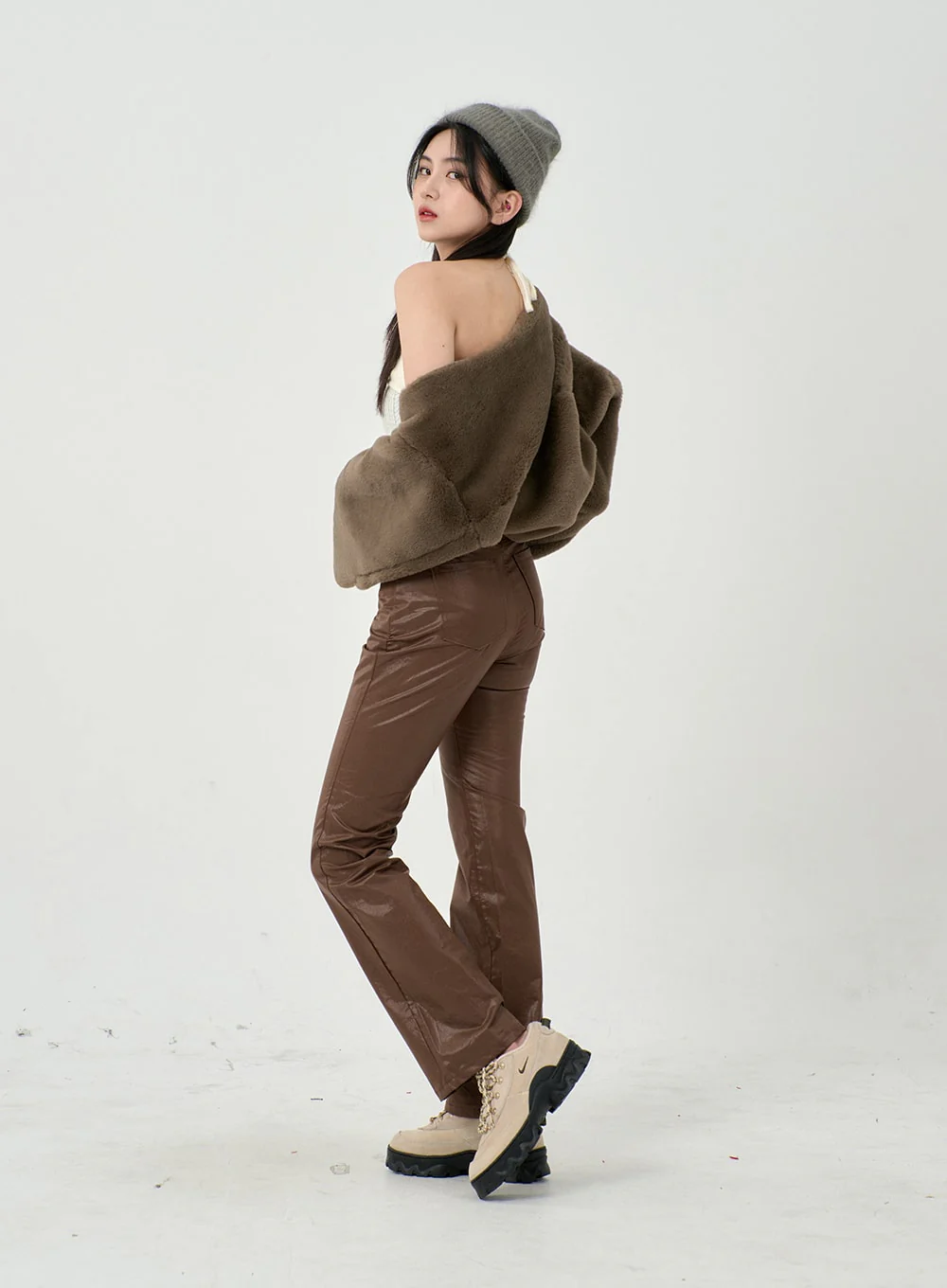 Faux Leather Straight Pants BD09 - Image 3
