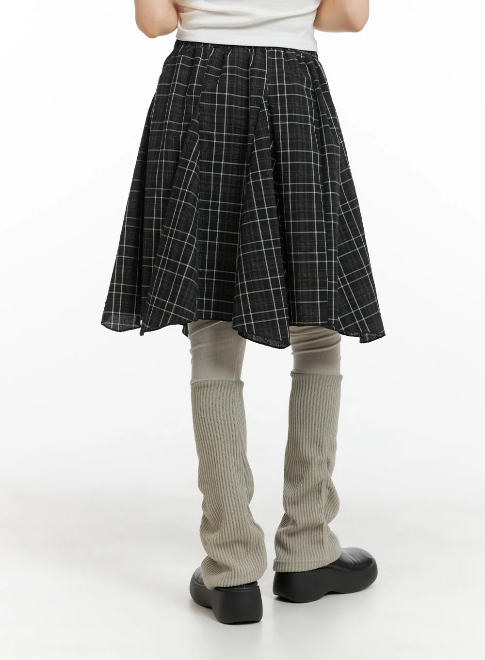 Flared Checkered Midi Skirt CM413 - Image 5