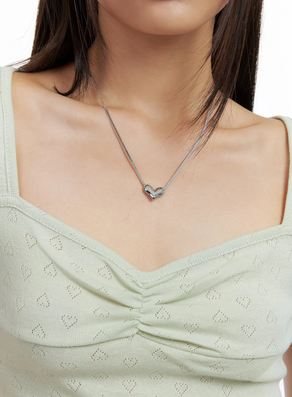 Flat Heart Necklace IL417 - Image 2