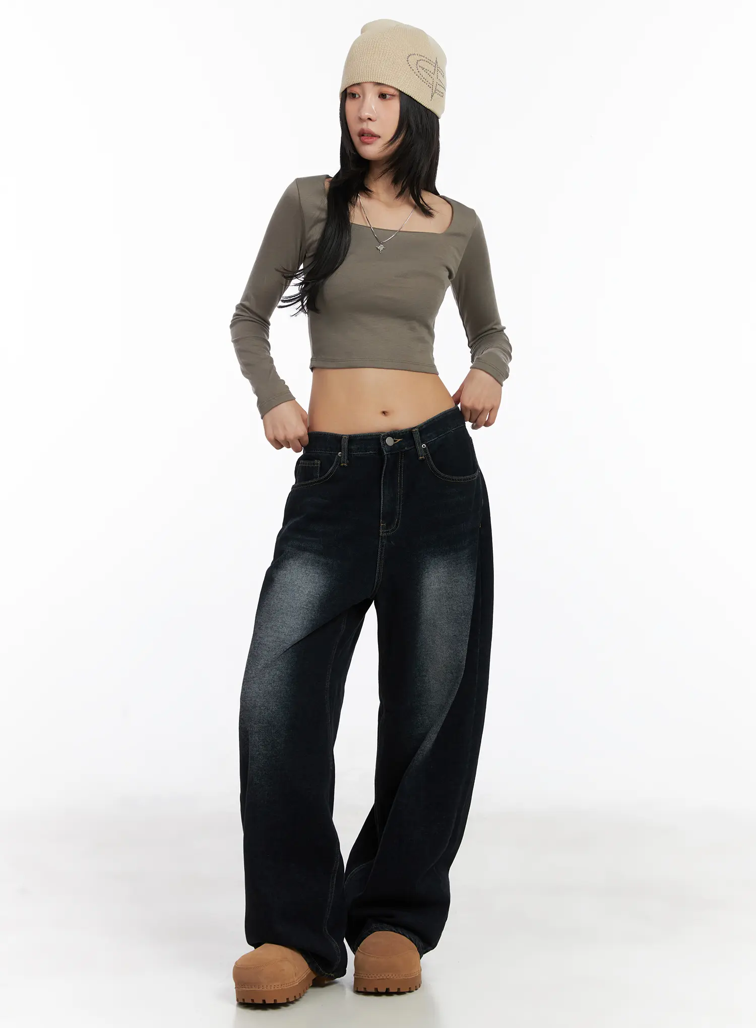 Fleece-Lined Square Neck Crop Top CD509 - Image 2