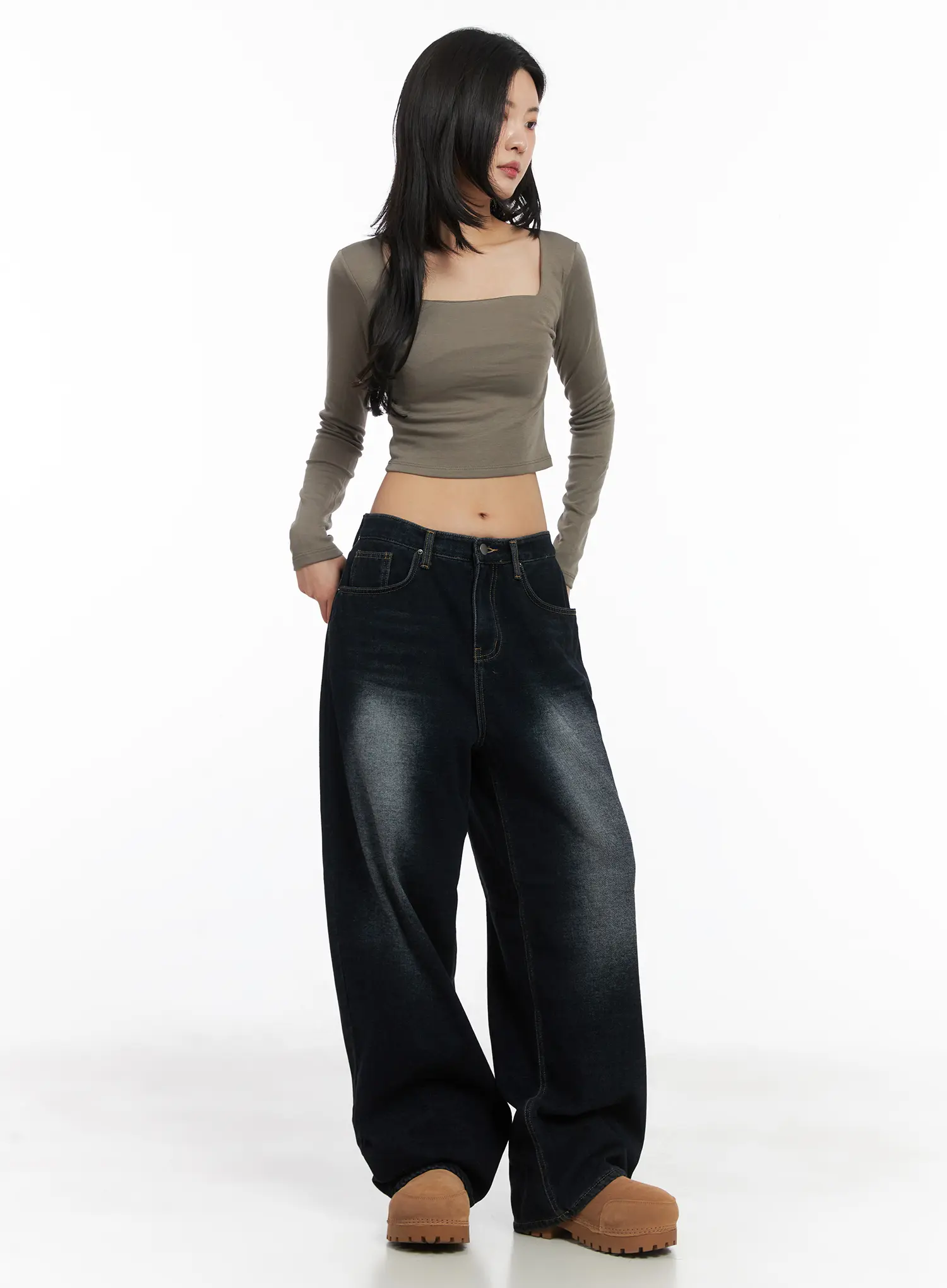 Fleece-Lined Square Neck Crop Top CD509 - Image 5