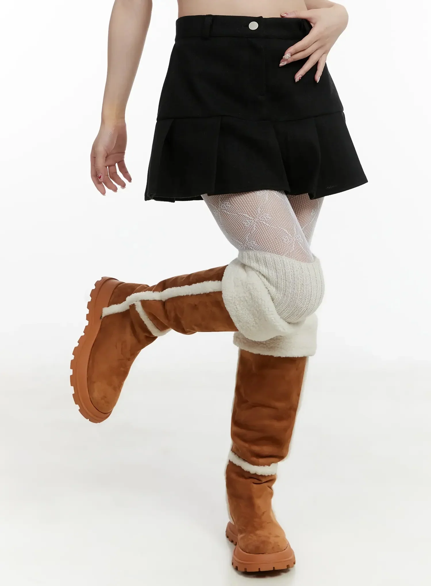 Fleece Pleated Mini Skirt IJ516 - Image 9