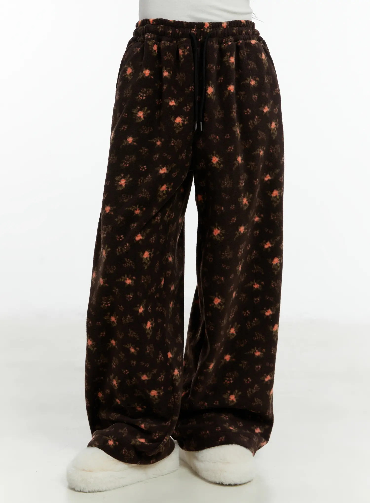Floral Fleece Wide-Leg Pants CD514