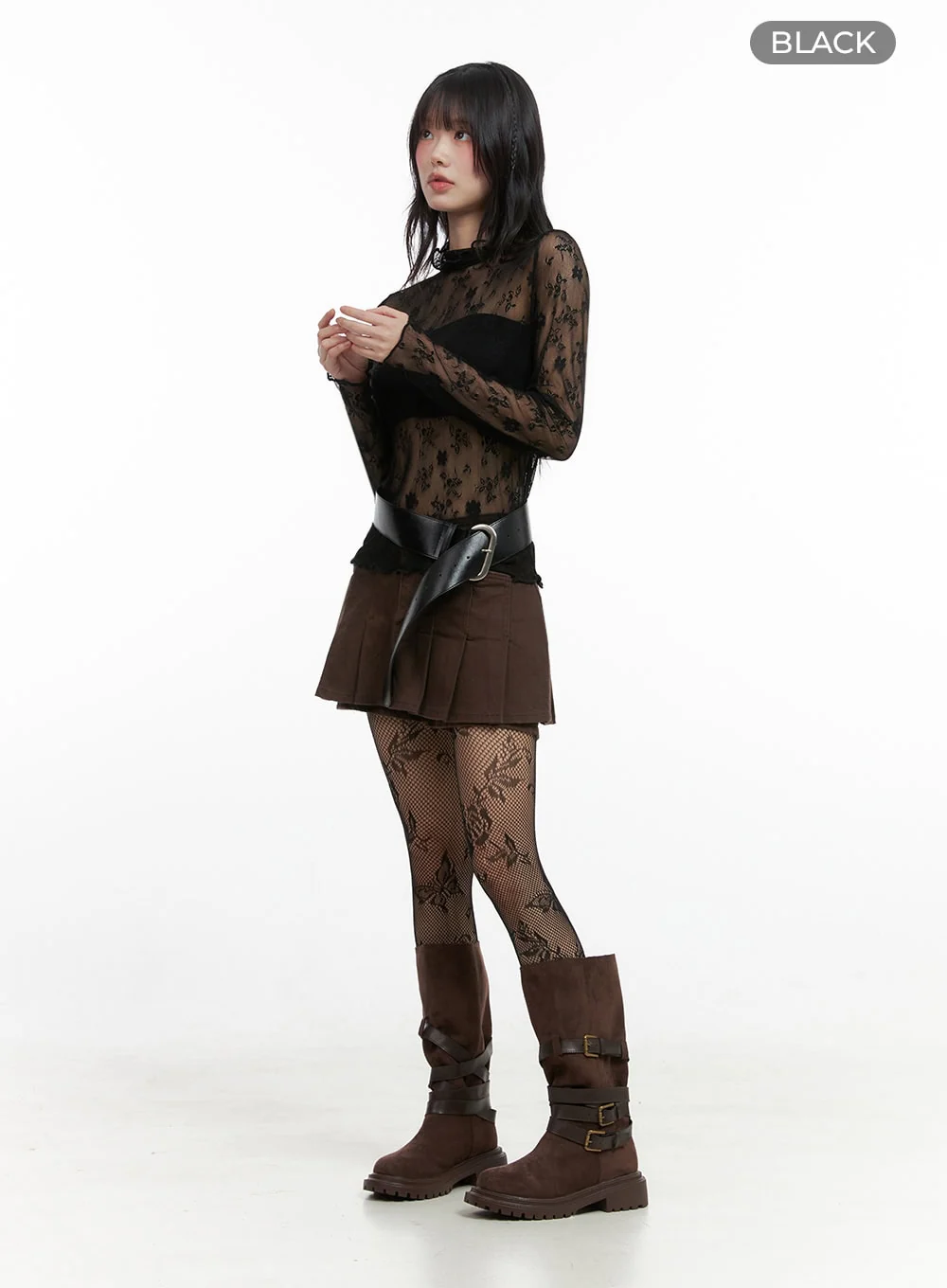 Floral Lace See-Through Blouse IO430 - Image 11