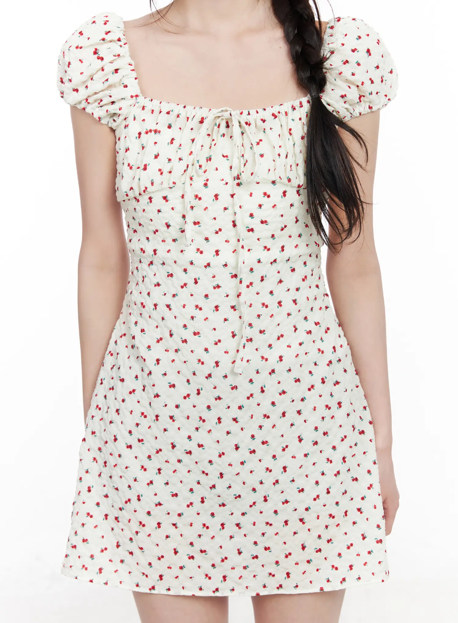 Floral Pattern Puff Sleeve Mini Dress CM527 - Image 8