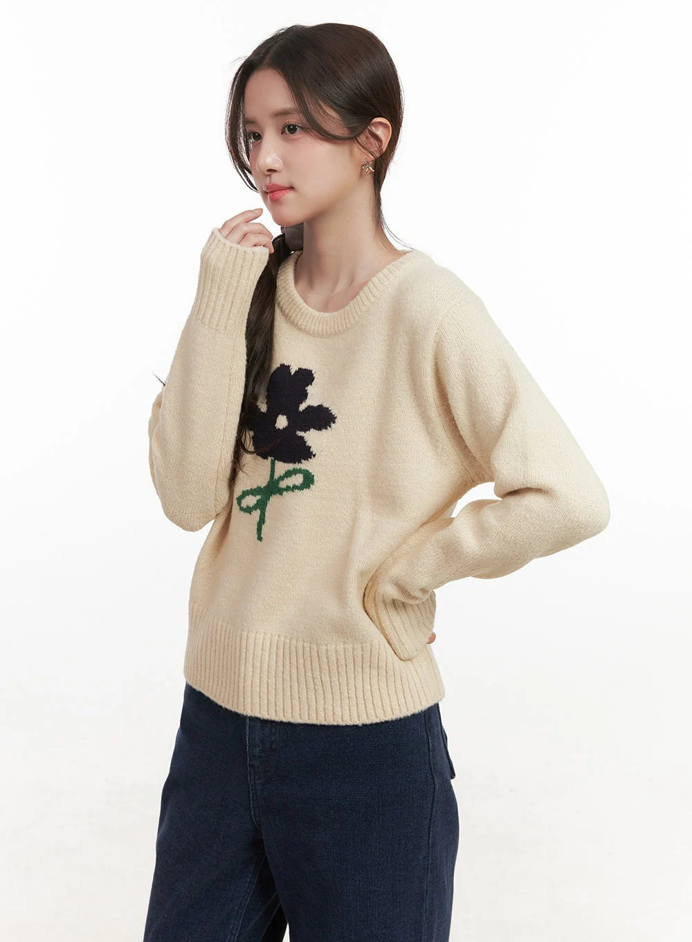 Flower Graphic Knitted Sweater CJ515 - Image 9