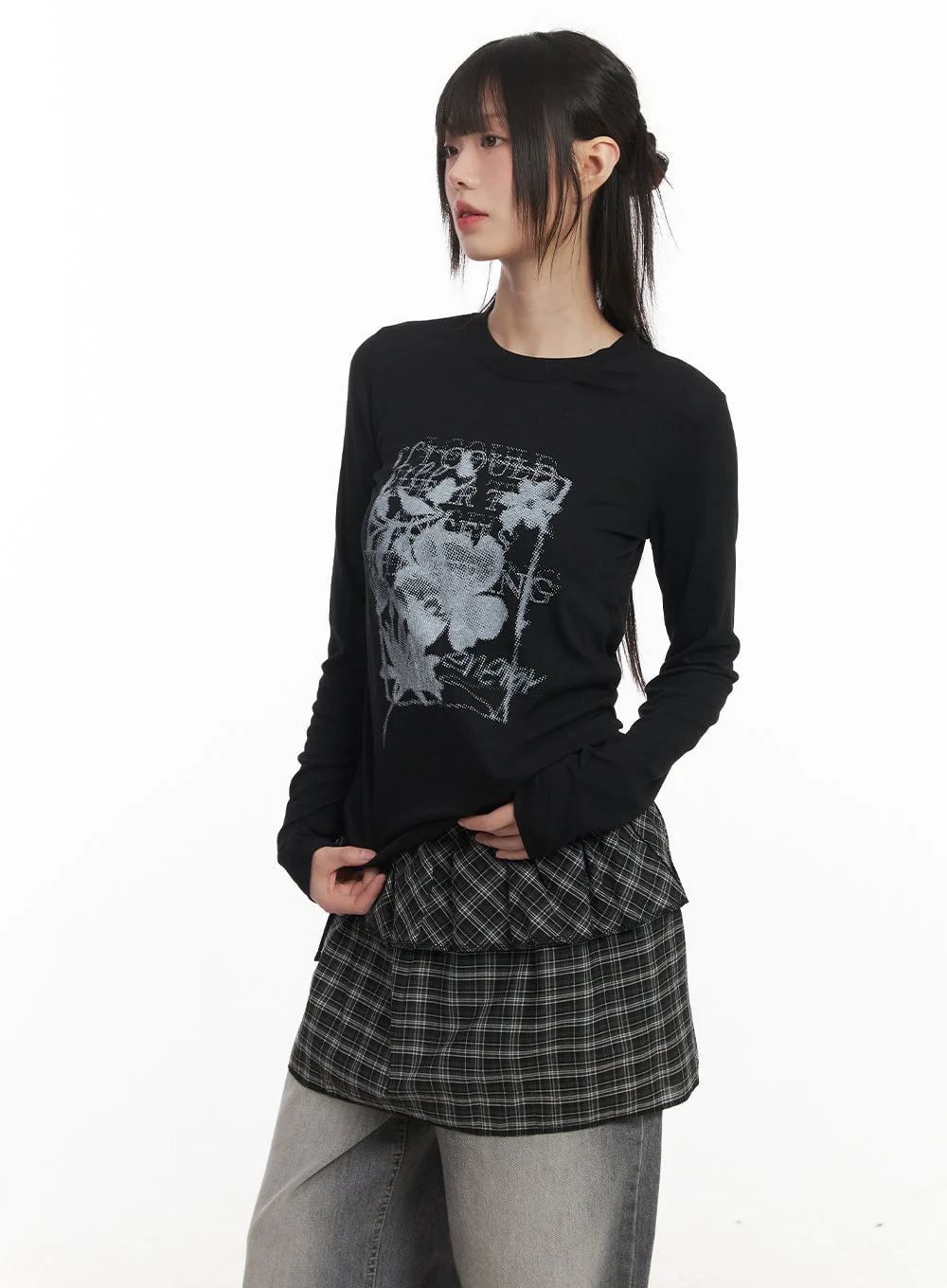 Flower Graphic Long-Sleeve Top CF519 - Image 3