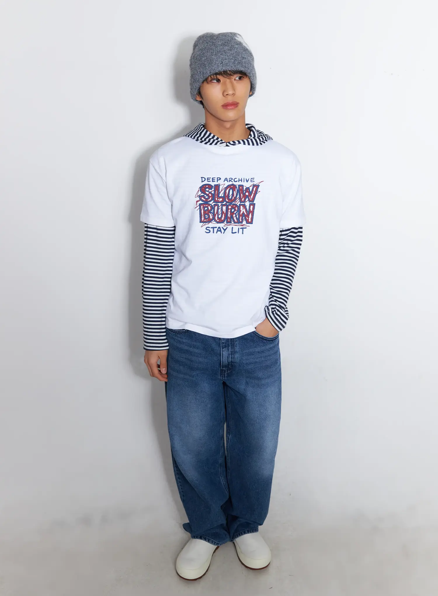 Flower Knit Beanie (Gray) IF506 - Image 9