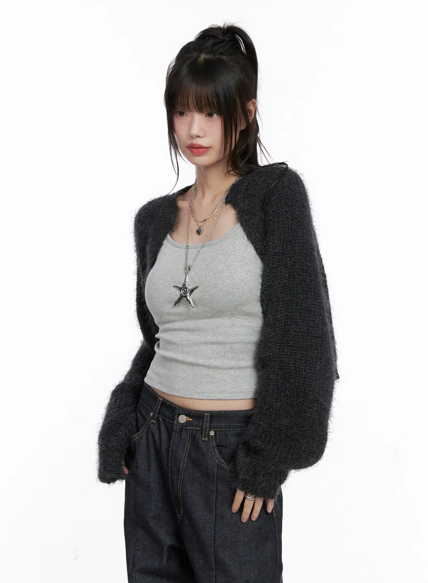 Fluffy Bolero Knit Cardigan CG518 - Image 11