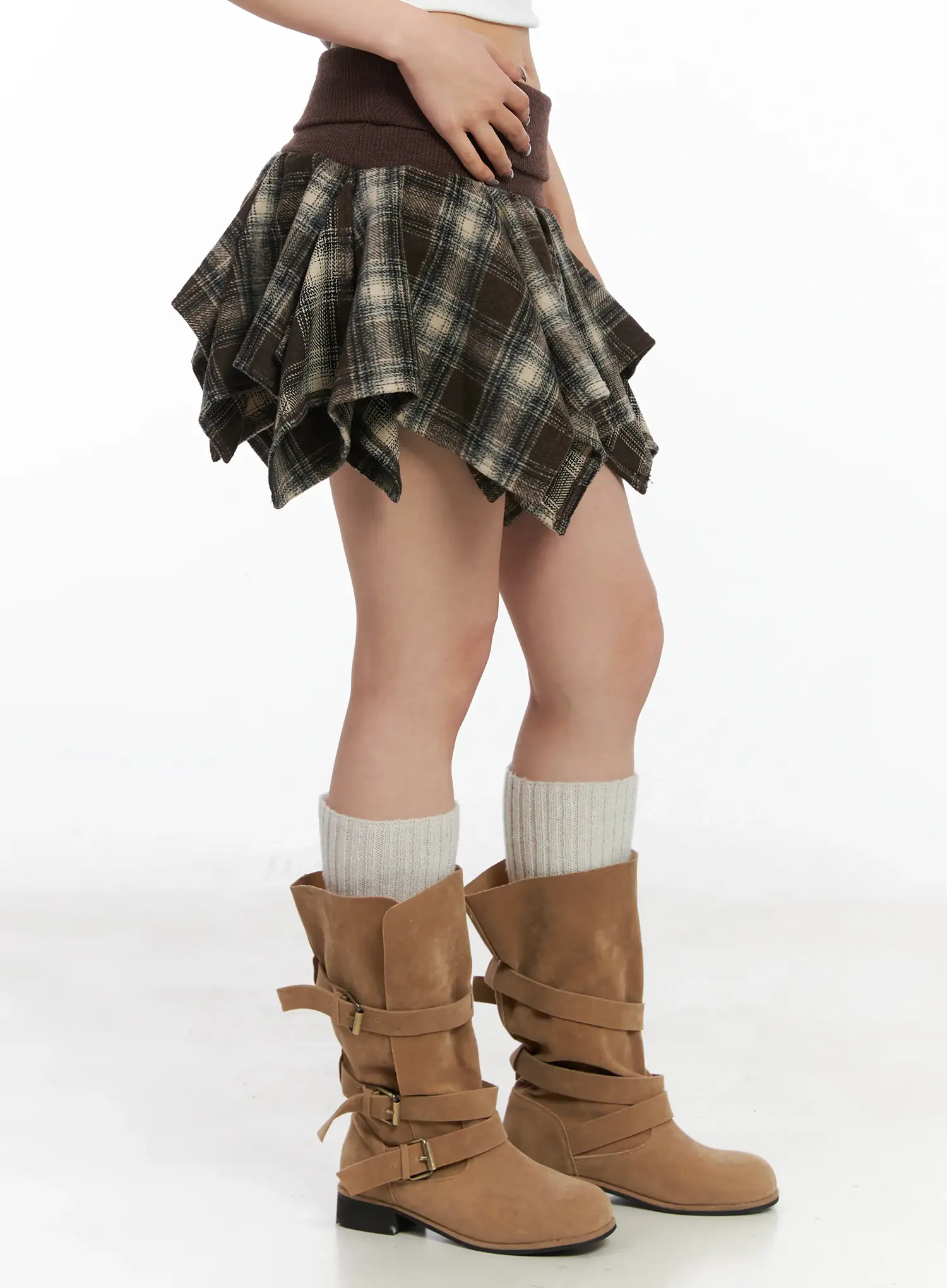 Folded Plaid Mini Skirt CN528 - Image 4