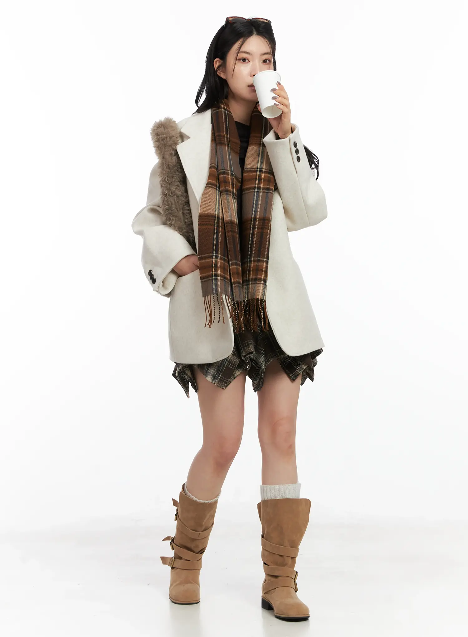 Folded Plaid Mini Skirt CN528 - Image 7