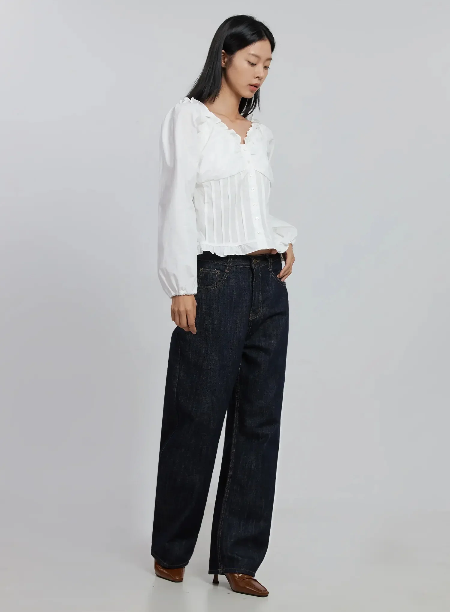 Frill Button Up Blouse ID504 - Image 11