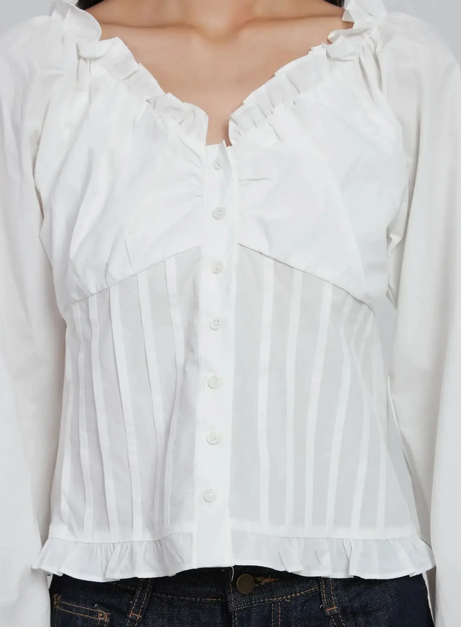 Frill Button Up Blouse ID504 - Image 3
