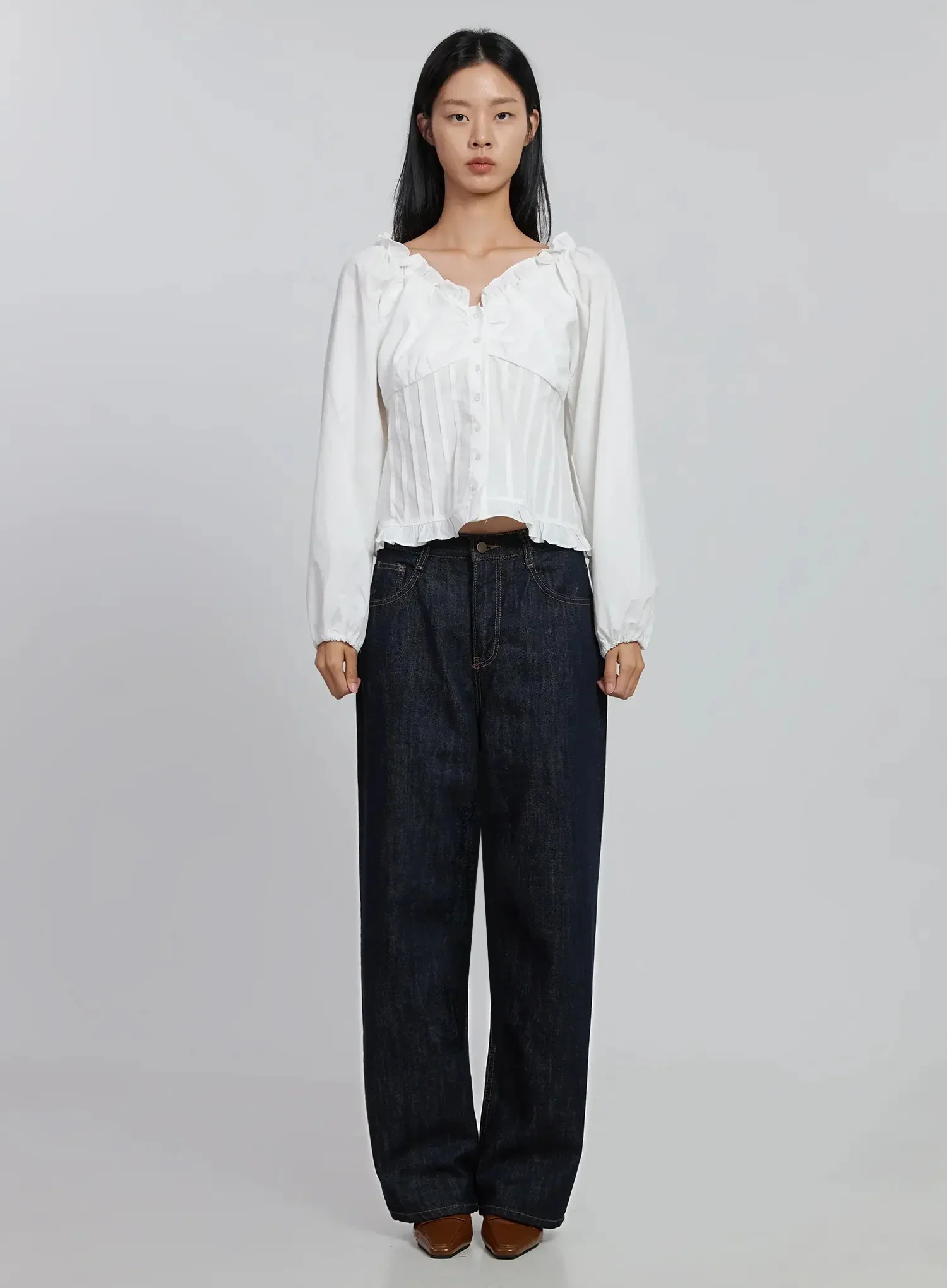 Frill Button Up Blouse ID504 - Image 7