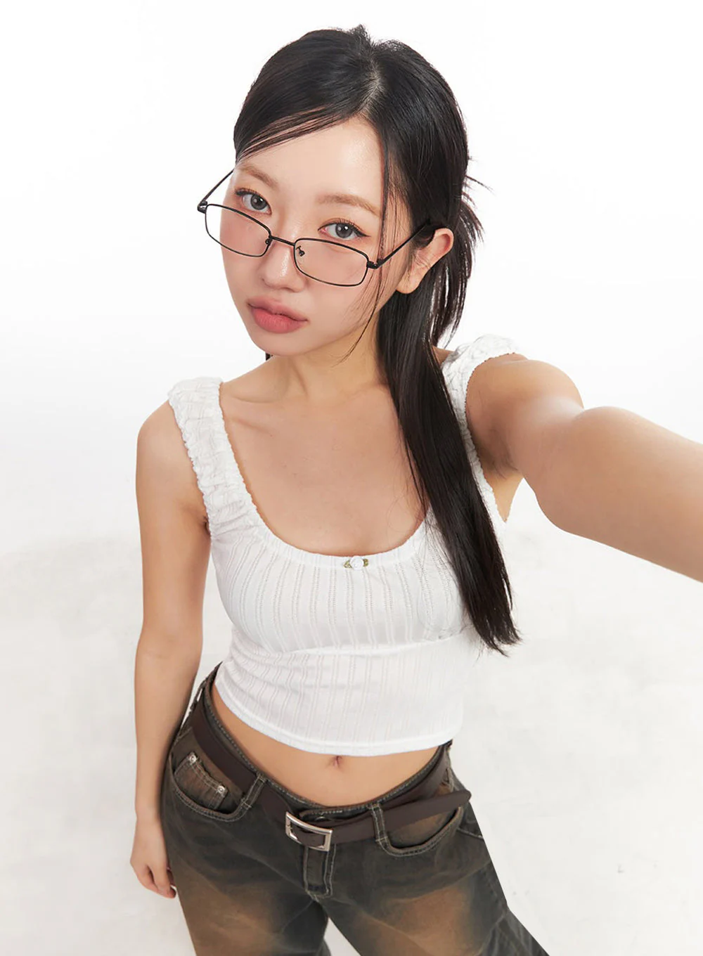 Frill Shirring Crop Tank Top IA524 - Image 12