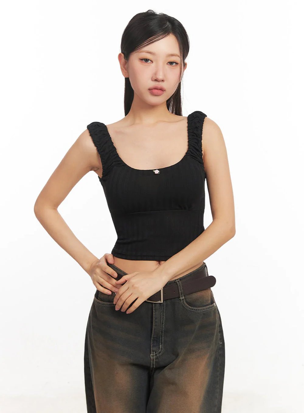 Frill Shirring Crop Tank Top IA524 - Image 14