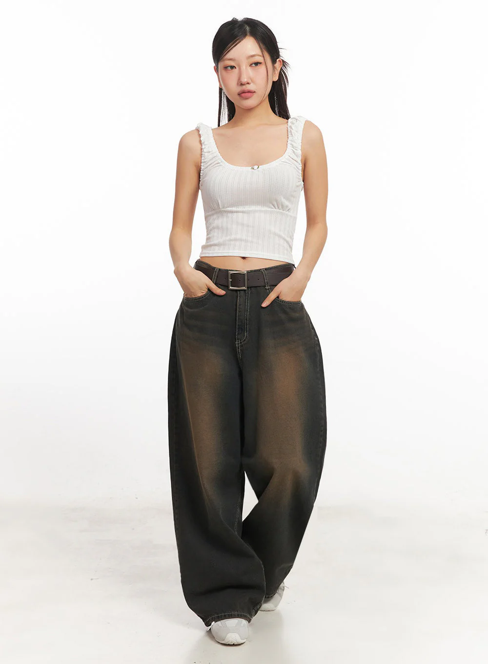 Frill Shirring Crop Tank Top IA524 - Image 3