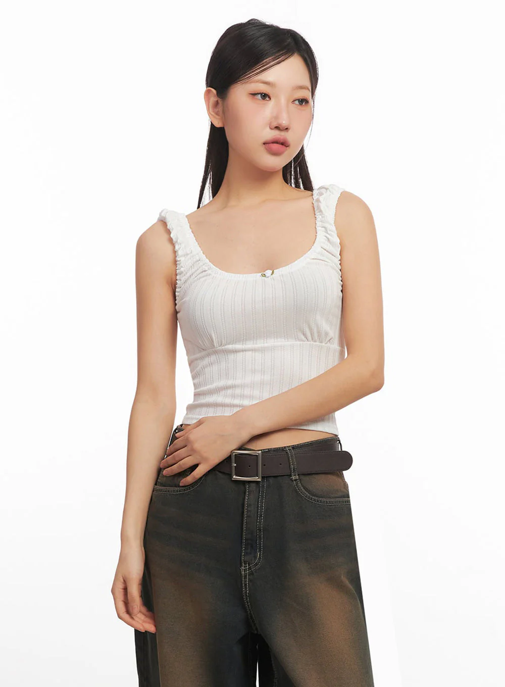 Frill Shirring Crop Tank Top IA524 - Image 7