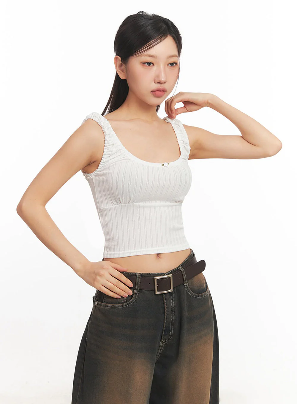 Frill Shirring Crop Tank Top IA524 - Image 8